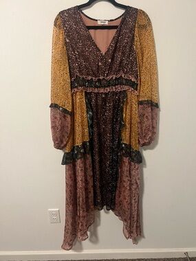 Vici Collection Multicolor Boho Tiered Midi Dress